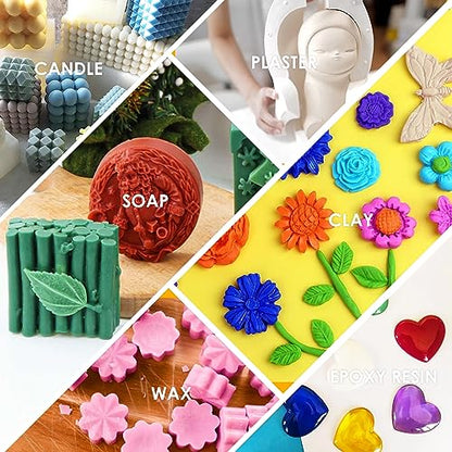 Silicone Molds Making Kit 170oz, Super Elastic 15A Silicone Rubber for DIY Mold Making, Fast Curing Liquid Silicone 1:1 Mixing Molding Kit for Casting Resin Molds/Candle Molds/Soap Mold/Craft, Green - color: Green, 170oz