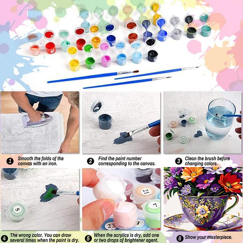 Arttoplus Flowers Paint by Numbers Kit for Adults Beginner 16x20 inch - color: A-MT19890-US