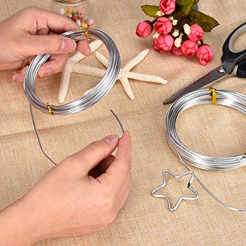 BBTO Aluminum Craft Wire, 4 Sizes (1 mm, 1.5 mm, 2 mm and 2.5 mm in Thickness) Bendable Metal Wire for DIY Sculpture and Crafts, 4 Rolls, Each Roll 16.4 Feet (Silver)