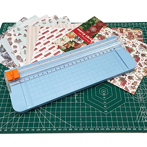 Paper Cutter, A4 Paper Trimmer with Security Safeguard & Side Ruler Portable Straight Edge Cutter for Scrapbooking Craft Paper, Photos, Label, Cardstock (Blue) - color: Blue