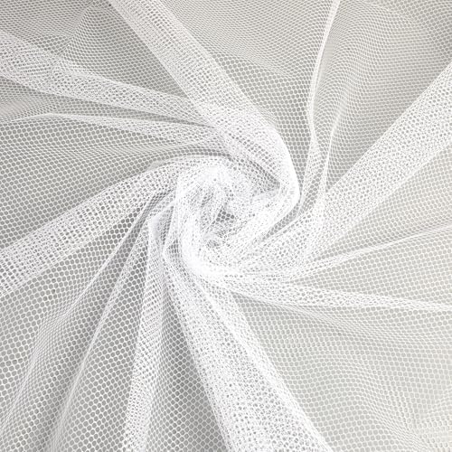 62×61 Inch White Mesh Fabric Soft Mesh Netting Slightly Stretchy for Sewing Projects, Shopping Bag, Backpack Pocket and Straps and Netting Clothes