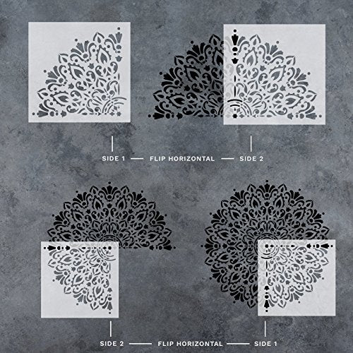 Harmony Mandala Stencil Template - Reusable Stencil for Painting Mandala Designs - 68" Diameter - size: 68" Diameter Quarter