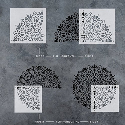 Harmony Mandala Stencil Template - Reusable Stencil for Painting Mandala Designs - 68" Diameter - size: 68" Diameter Quarter