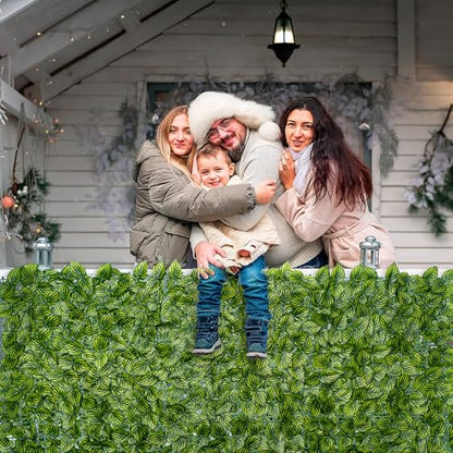 Artificial Ivy Privacy Fence Screen, Artificial Faux Ivy Hedge, Expandable Faux Privacy Fence with 80 pcs Zip Ties Decoration,59x98.4 inch,Color Printing Turtle Back Pattern Leaf