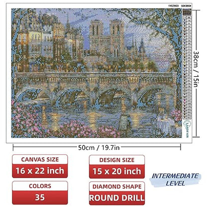 LANDFAIR Diamond Painting Kits - 15x20 inch Round Full Drill Afternoon by Seine Diamond Art Kits for Adults - color: Afternoon by Seine