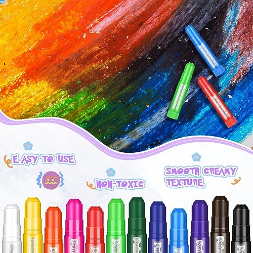 Fulmoon 16 Sets 192 Pcs WashableTempera Paint Sticks for Kids Solid Paint Sticks Bulk 12 Vibrant Colors Quick Dry No Mess Art Supplies for Paper Canvas Wood Glass Rock