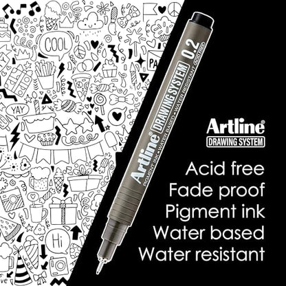 Artline 230 Drawing System Pens, Technical Drawing Pens For Drafting, Illustrating, and More, 0.2mm, 0.4mm, 0.6mm, and 0.8mm Fine Tips - Black, 4-Pack - style: 0.2, 0.4, 0.6, 0.8mm Nib Sizes | 4-Pack