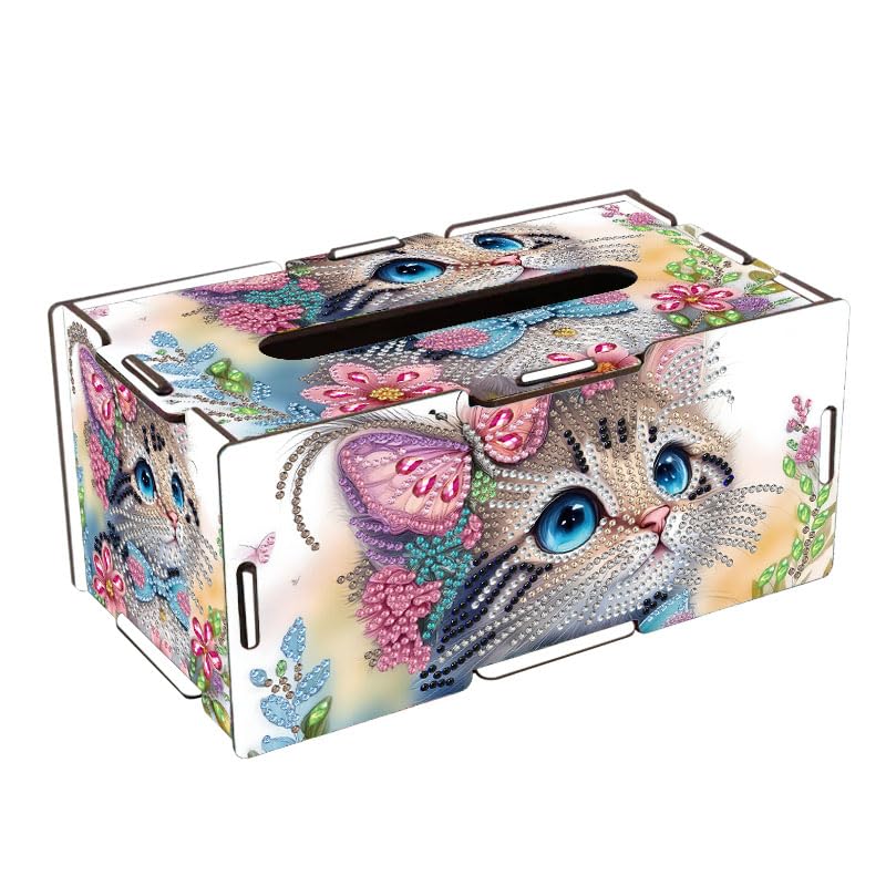 LSQFS DIY Diamond Art Tissue Box Kit,Cat,Ideal Gift,1PC - color: Cat 1