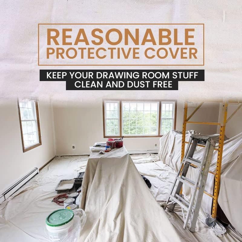 ZUPERIA Canvas Drop Cloth for Painting (Size 4' x10' Feet Pack of 4) Painters Drop Cloth for Painting, Furniture & Floor Protection, All Purpose Thick Canvas tarp with Double Stitched Edges - size: 4' x 10' Feet