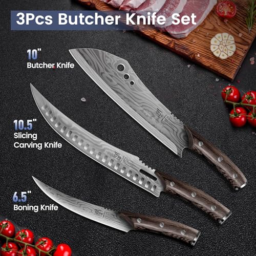 SYOKAMI Butcher Knife Set, Cleaver, Breaking & Boning Knife for Meat & BBQ - size: 3 PCS Set