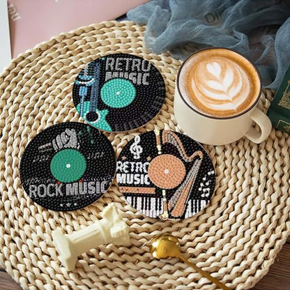 gganmtere 8 pcs Music Diamond Art Coasters with Holder,Musical Instrument Diamond Art Painting Coasters,5D DIY Full Drill Adult Diamond Paintings Set - color: Jxbd99