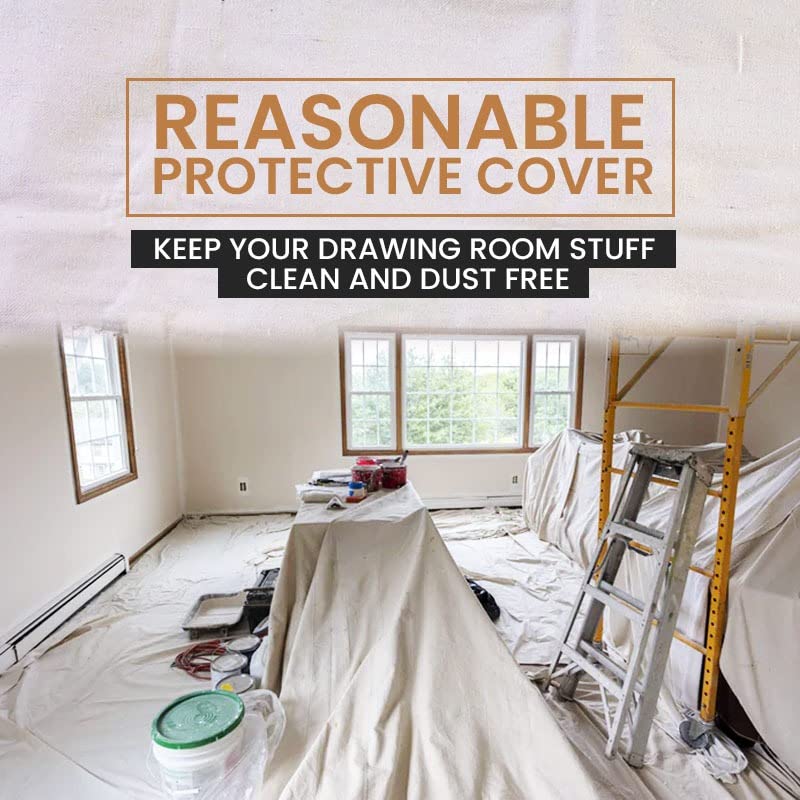 ZUPERIA Canvas Drop Cloth for Painting (Size 4' x12' Feet Pack of 4) Painters Drop Cloth for Painting, Furniture & Floor Protection All Purpose Thick Canvas tarp with Double Stitched Edges - size: 4' x 12' Feet