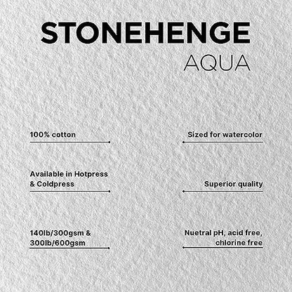 Stonehenge Aqua White Medium Weight Block, 140lb, Coldpress, 15 Sheets for Wet and Dry Media (18X24) - size: 18 x 24 inches