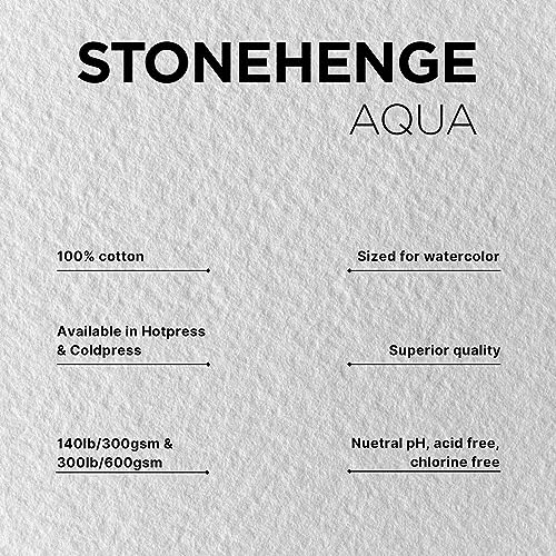 Stonehenge Aqua White Medium Weight Block, 140lb, Coldpress, 15 Sheets for Wet and Dry Media (18X24) - size: 18 x 24 inches