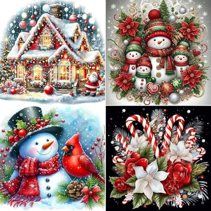 GUMITOON 4 Pack Christmas Diamond Art Kits for Adults-Full Drill Diamond Dots Paintings for Beginners, Round 5D Paint with Diamonds Pictures Gem Art Painting Kits DIY Crafts Kits 14"x14" QCY-126 - color: QCY-126