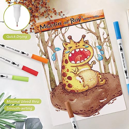 ZSCM 72 Colors Markers for Adult Coloring Books No Bleeding - Dual-Tip Art Markers, Fine & Brush Tip Coloring Pen for Adult Calligraphy, Drawing, Sketch Art & Creative Journaling - color: 72 Colors
