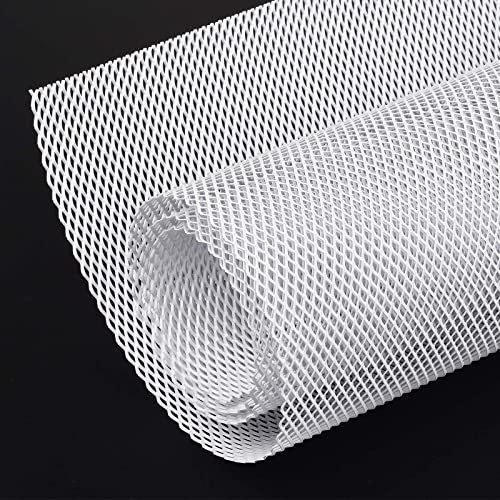 AggAuto Universal 40"x13" Car Grill Mesh 4x8mm Rhombic Hole White | Aluminum Alloy Automotive Grille Insert Bumper, One of the Most Multifunctional Shape Grids 100x33cm - size: 4x8mm Rhombus - White