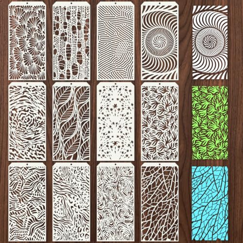 Geometric Texture Stencils for Crafts Reusable 12Pcs Stencils(8.6X4.1 Inch) - color: Texture 27