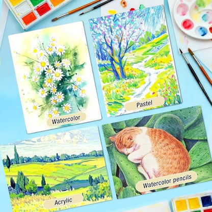 Creazic Watercolor Paper Pad, 9"x12", 140lb/300gsm Cold Press Artist Paper - color: Blue, size: 9" x 12" Glue Bound