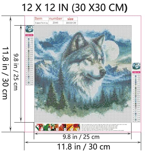 Shouruihua Wolf Diamond Painting Kits for Adults, Wolf Diamond Art Kits | Animal Gem Art, Diamond Dotz Kits, Diamond Dots, Wall Art, Adult Crafts, Full Round Drill Diamond Painting Kits, 11.8x11.8 in - color: Wolf