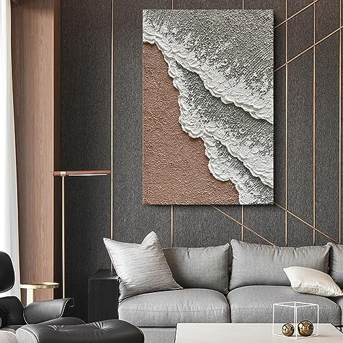 Limiyer Art 36x24 inch Hand painted Beach wave Landscape Oil painting Modern Abstract Texture Canvas Painter living wall Decorative art - color: YI035