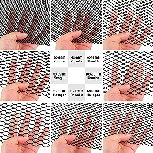 AggAuto Universal 40"x13" Car Grill Mesh 6x12mm Rhombic Hole Black | Aluminum Alloy Automotive Grille Insert Bumper, One of the Most Multifunctional Shape Grids 100x33cm - size: 6x12mm Rhombus - Black