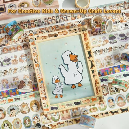 Cat & Dog Washi Tapes Set 20 Rolls, Cute Decorative Masking Tape for Junk Journal, Scrapbooking Supplies, DIY Crafting Supplies - style: Cat & Dog
