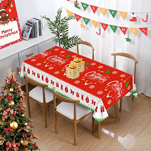 3 Pack Christmas Tablecloth, Disposable Plastic Christmas Table Cloth