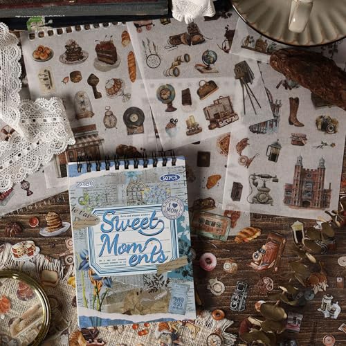 Uideyvi Sweet Series Sticker Scrapbooking Supplies for Junk Journal, 25 Sheets Washi Stickers and 25 Sheets PET Stickers(TZ-010-004) - color: Sweet Series