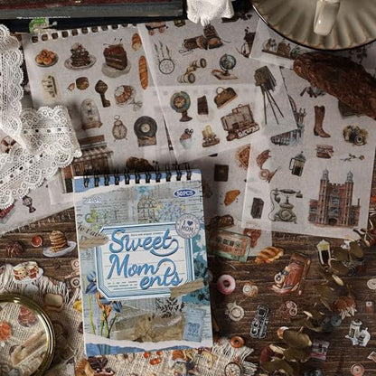 Uideyvi Sweet Series Sticker Scrapbooking Supplies for Junk Journal, 25 Sheets Washi Stickers and 25 Sheets PET Stickers(TZ-010-004) - color: Sweet Series