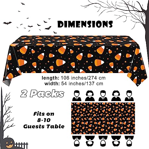durony 2 Pieces Halloween Candy Corn Disposable Tablecloths 108 x 54 Inch - style: Halloween