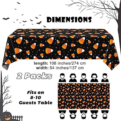 durony 2 Pieces Halloween Candy Corn Disposable Tablecloths 108 x 54 Inch - style: Halloween