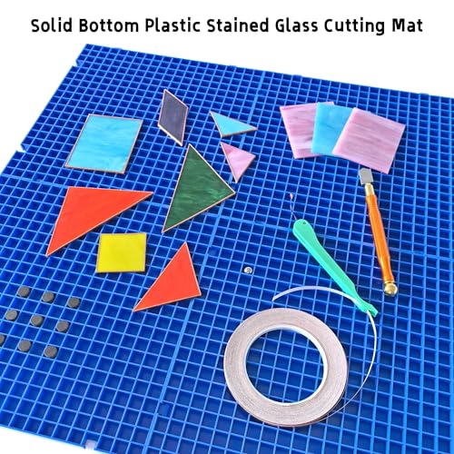 Stained Glass Cutting Mat, Solid Bottom Plastic Grid, Stained Glass Tools and Supplies, Blue, 4 Pack - size: 12" x 12" - 4 Pack