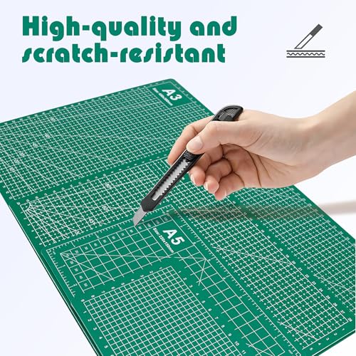 4 Packs Cutting Mats, 4size Double Sided Cutting Mat, Non-Slip 5 Layers PVC Cut Mat for Craft Art Projects Fabric Sewing, Scrapbooking Mat, A3 A4 A5 A6 - size: A3, A4, A5, A6