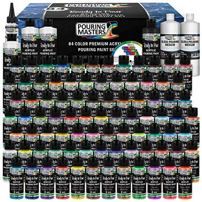 Pouring Masters 84 Color Metallic Ready to Pour Acrylic Pouring Paint Set - size: 84 Count (Pack of 1)