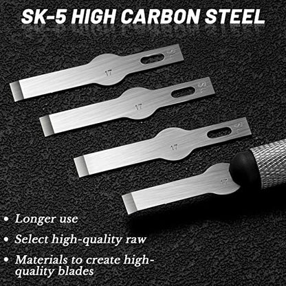 40 Pack Craft Knife Blades, #17 Hobby Knife Replacement Blades, High Carbon Steel Precision Blade Refills for Scrapbooking, Cutting, Carving, Chiseling, Stencil, DIY Art Projects