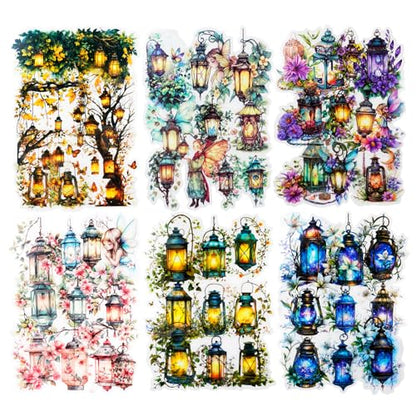 90PCS Firefly Lamp PET Stickers, Fairy Tale Lantern Stickers for Scrapbooking, Journaling and DIY Crafts - color: Firefly Lantern
