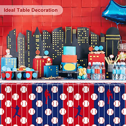 durony 2 Pieces Baseball Tablecloth Plastic Baseball Table Cover Baseballs Theme Party Supplies Waterproof Rectangle Tablecloth for Baseballs Theme Birthday Sport Party Decorations - style: Baseball