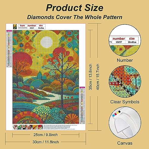 Acudotr Landscape Diamond Art Kits for Adults, Home Decor, 12x16In