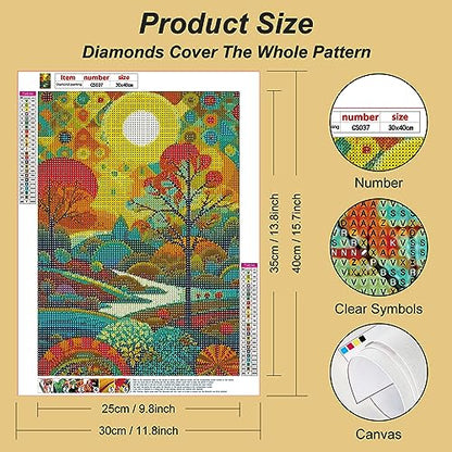 Acudotr Landscape Diamond Art Kits for Adults, Home Decor, 12x16In