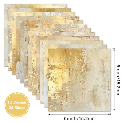 Scrapbook Paper Pad & Scrapbooking Supplies - Single Sided Junk Journal Kit, 160gsm Craft Paper for Photo Albums, Picture Art Collage, 6x6 Inch, 24 Sheets (Patina) - color: Patina