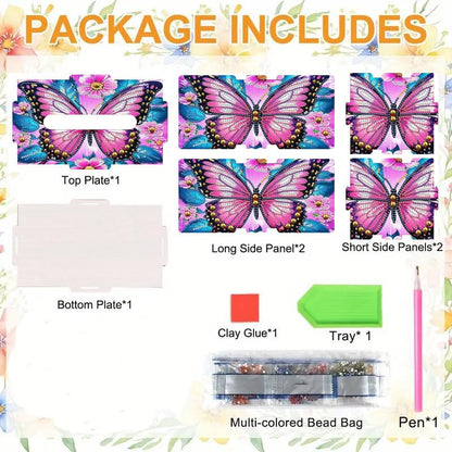 LSQFS DIY Diamond Art Tissue Box,Butterfly Ideal Gift for Craft Lovers - color: Pink Butterfly