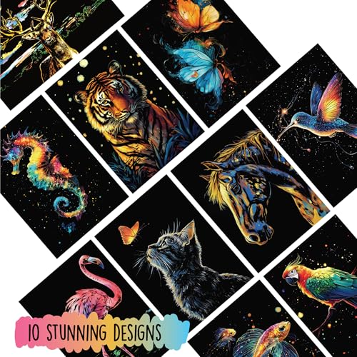 2-Pack Animals & City Scratch Art Book for Adults | Colorful Animal Series, Scratch Painting Foil Art, Scratch and Sketch, Animal & City Series - color: Animal & City!