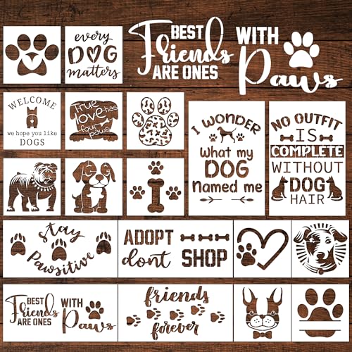 Keluna Love Dog Paw Trail Stencils - 18 Pack Reusable Stencils for Painting on Wood, Home Furniture Decor, DIY Crafts, Scrapbook, Canvas - style: dog paws