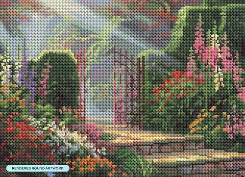 DIAMOND ART CLUB Garden of Grace Diamond Art Kits for Adults | Premium Diamond Painting Kit, Fun DIY Crafts for Adults, Round Diamond Art Canvas by Thomas Kinkade, 18" x 13" - color: Garden of Grace