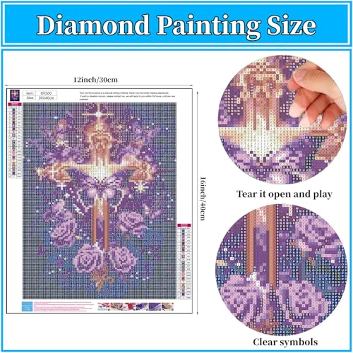 Arttoplus Religious Cross Diamond Art Kits for Adults Beginner 12x16 inch - color: G9360-US