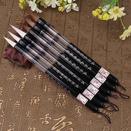 LiebeWH Water Brush Pen Set 6Pcs Refillable for Watercolor Painting Chinese Calligraphy Hand Lettering Travel Art Supplies Beginners and Professionals