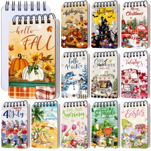 Fuyoooo 12 Pcs Holiday Diamond Art Notebook for Adults, 4.72 x 2.83 Inch | Seasonal Diamond Art Kits, Fall Halloween DIY Cover Notebook Diamond Painting for Beginner, 5d Journal Notepad Accessories - style: Seasonal