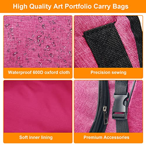 Boyistar Art Portfolio Carry Bag 20" x 26" Red Canvas Artportfolio Backpack - color: Red
