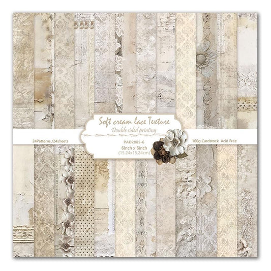 Vintage Scrapbook Paper Pad, 6x6 Shabby Chic Lace Texture Aesthetic Craft Paper, Decorative Junk Journal Supplies for Mixed Media, Card Making, Decoupage & DIY Art (Wedding) - color: Wedding